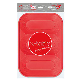 Bandeja Plastico "X-Table" 3C Vermelho PP 330x230mm (2 Unidades)
