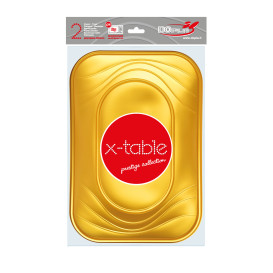 Bandeja Plastico PP "X-Table" Ouro 330x230mm (2 Unidades)