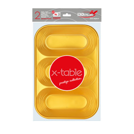 Bandeja Plastico PP "X-Table" 3C Ouro 330x230mm (2 Unidades)