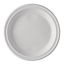 Prato Plastico PS Fundo Branco 220mm (100 Unidades)