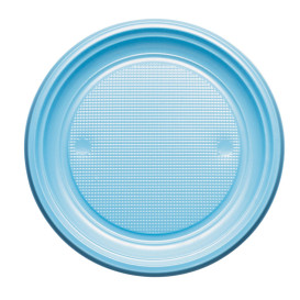 Prato Plastico PS Raso Azul Claro Ø220mm (30 Unidades)