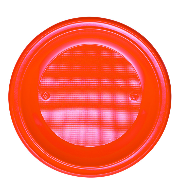 Prato Plastico PS Fundo Laranja Ø220mm (600 Unidades) Prato Plastico PS Fundo Laranja Ø220mm (600 Unidades)