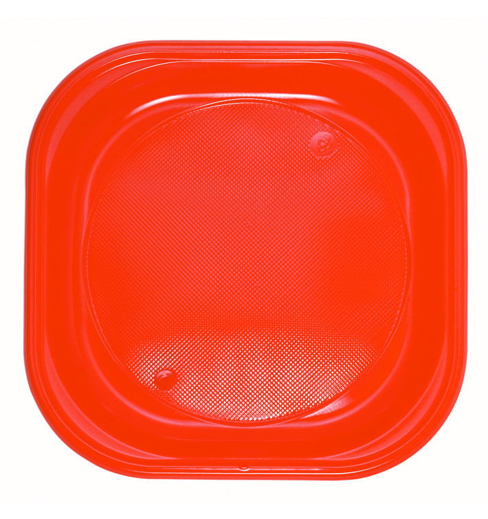 Prato Plastico Quadrado PS Raso Laranja 200x200mm (30 Unidades) Prato Plastico Quadrado PS Raso Laranja 200x200mm (30 Unidades)