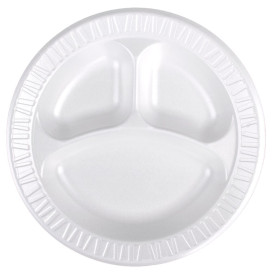 Prato Isopor FOAM "Concorde" 3 C. Branco Ø260mm (125 Uds)