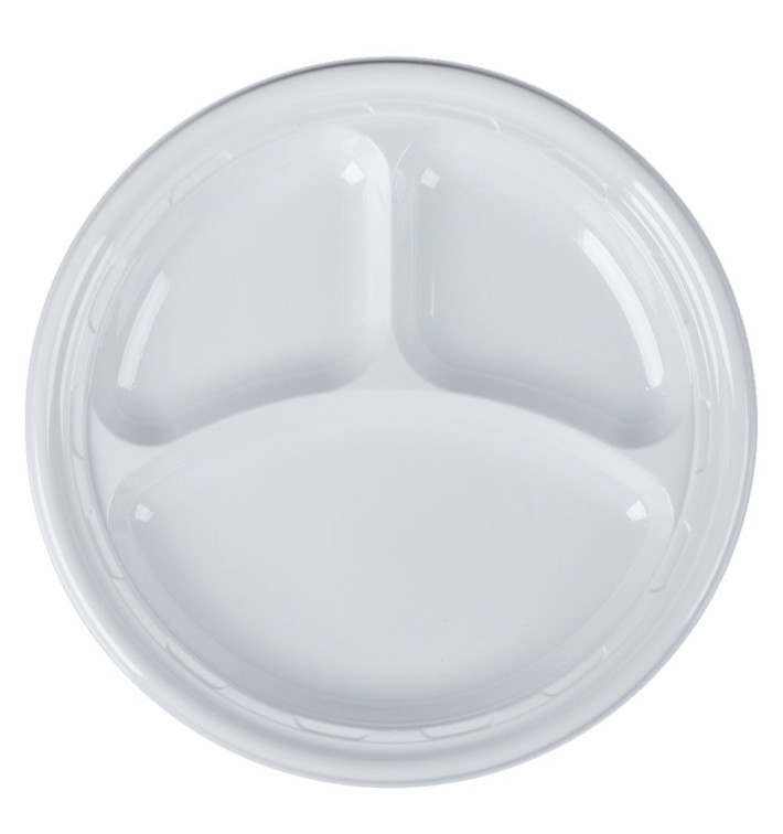Prato de Plastico PS "Famous Impact" 3 C. Branco Ø260mm (125 Uds) Prato de Plastico PS "Famous Impact" 3 C. Branco Ø260mm (125 Uds)