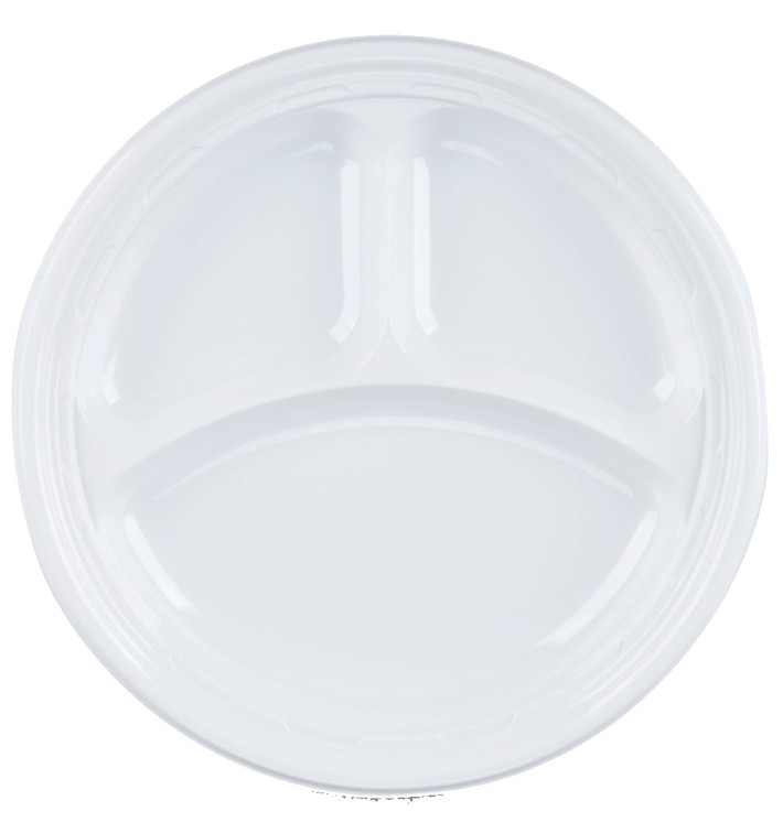 Prato de Plastico PS "Famous Impact" 3 C. Branco Ø230mm (125 Uds) Prato de Plastico PS "Famous Impact" 3 C. Branco Ø230mm (125 Uds)
