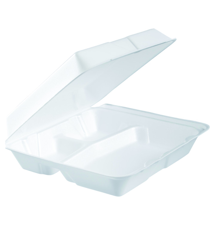 Embalagem Foam MenuBox 3 C. Divisível Branco 240x235mm (100 Uds) Embalagem Foam MenuBox 3 C. Divisível Branco 240x235mm (100 Uds)