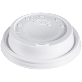Tampa de Plastico PS "Cappuccino" Branco Ø8,1cm (100 Uds)