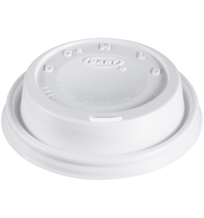 Tampa de Plastico PS "Cappuccino" Branco Ø8,1cm (100 Uds) Tampa de Plastico PS "Cappuccino" Branco Ø8,1cm (100 Uds)