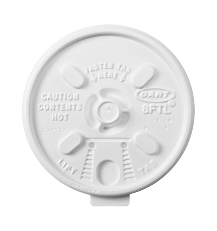 Tampa "Lift n' Lock" PS Branco Ø8,1cm (100 Uds) Tampa "Lift n' Lock" PS Branco Ø8,1cm (100 Uds)