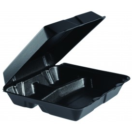 Embalagem Foam MenuBox 3C. Divisível Preto 240x235mm (200 Uds)