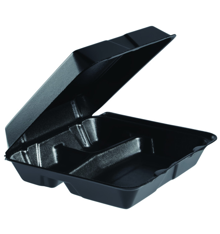 Embalagem Foam MenuBox 3C. Divisível Preto 240x235mm (200 Uds) Embalagem Foam MenuBox 3C. Divisível Preto 240x235mm (200 Uds)
