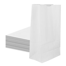 Saco de Papel Sem Asas Kraft Branco 12+8x24cm (25 Uds)