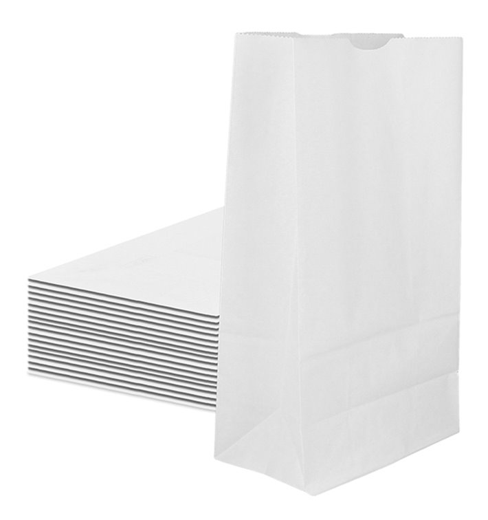 Saco de Papel Sem Asas Kraft Branco 12+8x24cm (1000 Uds) Saco de Papel Sem Asas Kraft Branco 12+8x24cm (1000 Uds)