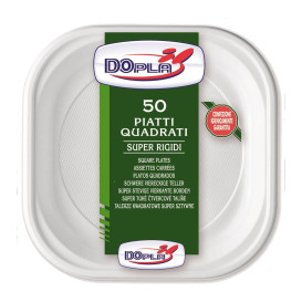 Prato Plastico PS Quadrado Branco 200x200mm (1000 Unidades)
