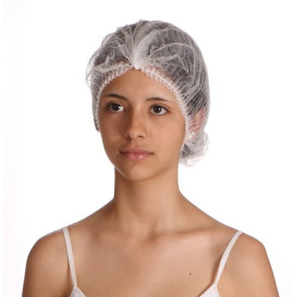 Touca de Polipropileno Acordeão Branco 1 elástico Ø53cm (100 Uds)