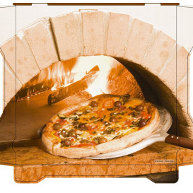 Caixa Cartão Pizza Al Bassanello Forno 40x40x4,2 cm (100 Uds)