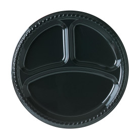 Prato Plastico Party Raso PS Preto 3C Ø260 mm (500 Unidades)