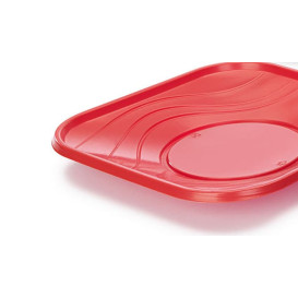 Prato Plastico PP "X-Table" Quadrado Raso Vermelho 230mm (8 Unidades)
