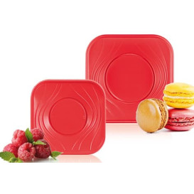 Prato Plastico PP "X-Table" Quadrado Vermelho 180mm (120 Unidades)