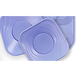 Prato Plastico PP "X-Table" Quadrado Raso Violeta 180mm (8 Unidades)