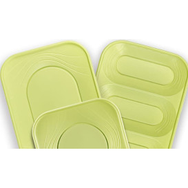 Prato Plastico PP "X-Table" Quadrado Raso Limão 230mm (120 Unidades)