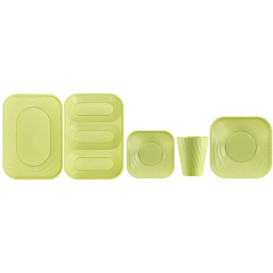 Prato Plastico PP "X-Table" Quadrado Raso Limão 230mm (120 Unidades)
