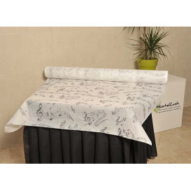 Toalha em Rolo Não Tecido Branco desenho "Musical" 1,2x50m 50g (1 Ud)