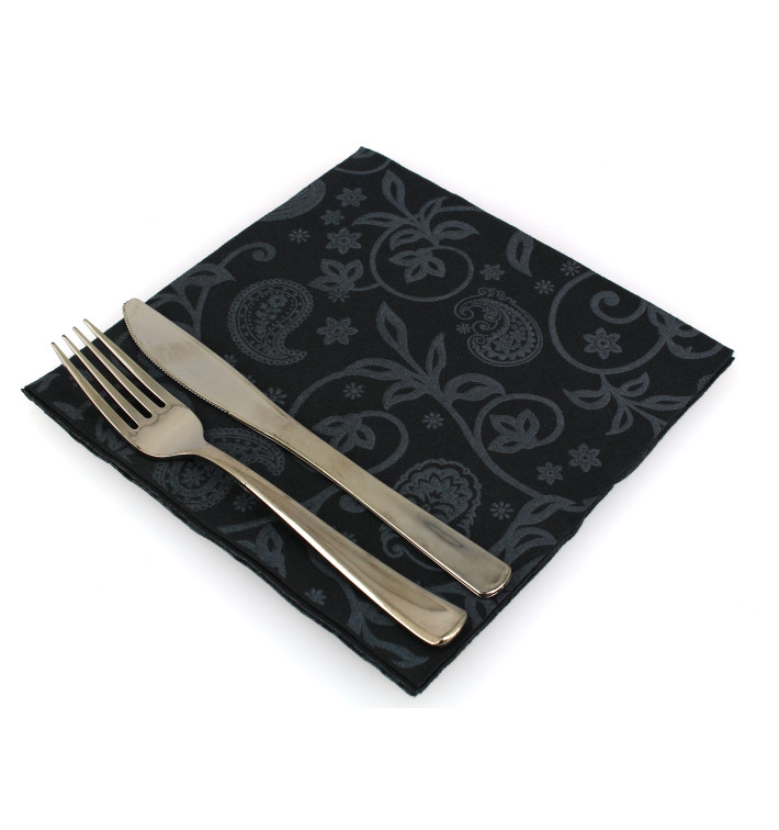 Guardanapos Airlaid Preta "Cachemir" 40x40cm (50 Uds) Guardanapos Airlaid Preta "Cachemir" 40x40cm (50 Uds)