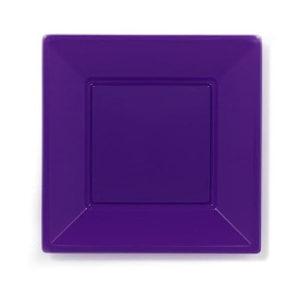 Prato Raso Quadrado Plastico Lilás 170mm (25 Uds)