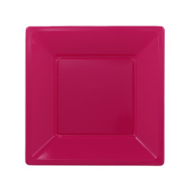 Prato Raso Quadrado Plastico Fúcsia 170mm (750 Uds)