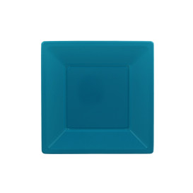 Prato Raso Quadrado Plástico Turquesa 170mm (750 Uds)