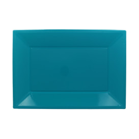 Bandeja Plastico Rectangular Turquesa 330x225mm (3 Uds)