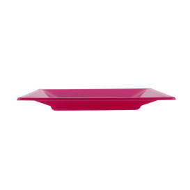 Prato Raso Quadrado Plástico Fúcsia 170mm (25 Uds)