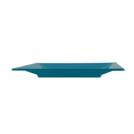 Prato Raso Quadrado Plastico Turquesa 230mm (25 Uds)