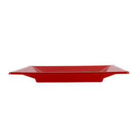 Prato Raso Quadrado Plástico Vermelho 230mm (750 Uds)