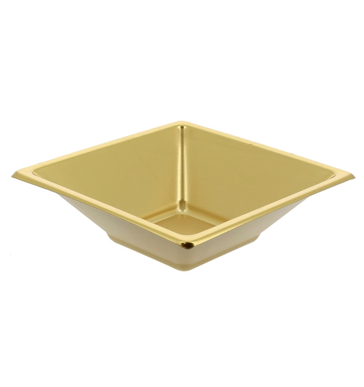 Tigela de Plastico PS Quadrada Ouro 12x12cm (25 Uds) Tigela de Plastico PS Quadrada Ouro 12x12cm (25 Uds)