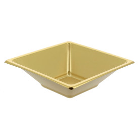 Tigela de Plastico PS Quadrada Ouro 12x12cm (750 Uds)