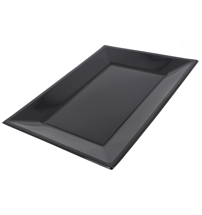 Bandeja Plástico Rectangular Preto 330x225mm (25 Uds)