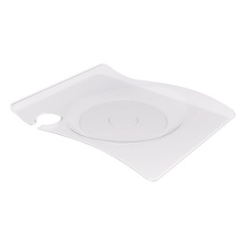 Prato Plastico "Forma" com Soporte Transp. 22x18 cm (180 Uds)