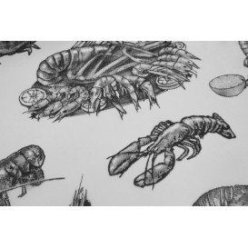 Toalha em Rolo Não Tecido Branco desenho "Marisco" 1,2x50m 50g (1 Ud)