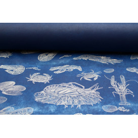 Toalha em Rolo Não Tecido Azul desenho "Marisco" 1,2x50m 50g (6 Uds)