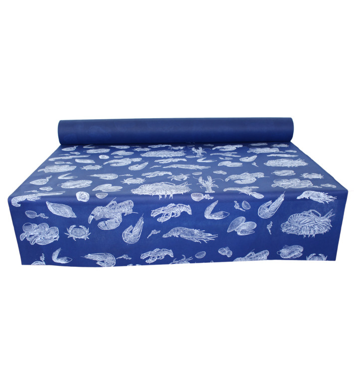Toalha em Rolo Não Tecido Azul desenho "Marisco" 1,2x50m 50g (6 Uds) Toalha em Rolo Não Tecido Azul desenho "Marisco" 1,2x50m 50g (6 Uds)