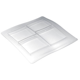 Bandeja de Plastico FoodPoker 4 Comp. 360x360 mm (1 Ud)