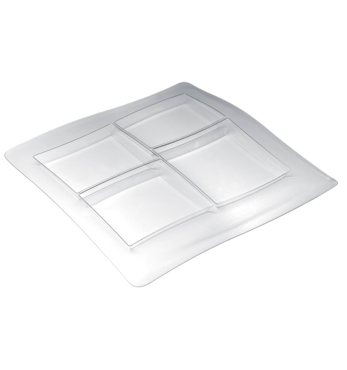 Bandeja de Plastico FoodPoker 4 Comp. 360x360 mm (12 Uds)