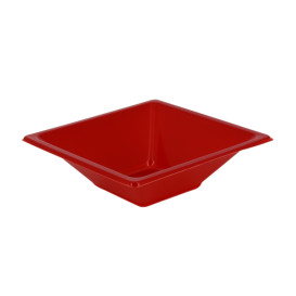 Tigela de Plastico PS Quadrada Vermelho 12x12cm (25 Uds)