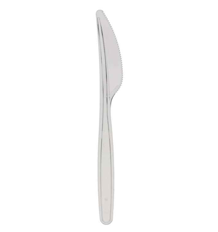 Faca de Plastico Grande PS Transparente 175mm (600 Uds) Faca de Plastico Grande PS Transparente 175mm (600 Uds)