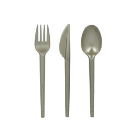 Colher de Plastico Grande PS prata 165mm (20 Uds)