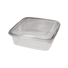 Embalagem Plastico Quadrado Tampa Bisagra PET 1500ml (50 Uds)