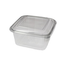 Embalagem Plastico Quadrado Tampa Bisagra PET 1000ml (100 Uds)